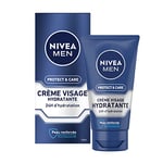 NIVEA MEN Protect & Care Soin Confort Hydratant (1 x 75 ml), Soin visage enrichi en Vitamine B5 et Aloe Vera, Crème Hydratante non grasse pour hommes