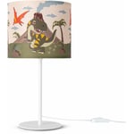 Paco Home - Lampe Poser Chambre Enfant Chevet Abat-Jour Tissu Applique Ronde Animaux Lampe de table - Blanc, Design 3 (Ø18 cm)