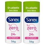 Sanex - Solide Zero Bâton Déodorant - Déodorant Unisexe 9663 - Paquet De 2 X