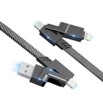 Câble De Chargement Usb C Vers Usb C 4 En 1 60W, Certifié Mfi Câble Usbc Vers Lightning Usbc, Prise En Charge Rapide Sync Des Données, Android Auto Cordon Carplay De 0,9 M Pour Iphone Samsung