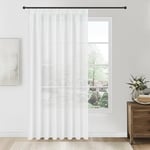 Topfinel Lot de 1 Rideau Voilage Blanc 300x260 CM Galon Fronceur Transparent en Effet Lin pour Fenêtre de Salon Moderne Voilages Intérieur pour Rail Rideau Voile Doux Décoratif Chambre Cuisine Salle