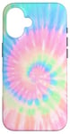 iPhone 16 Spiral Tie-Dye Rainbow Pink Blue Pattern Swirl Tie Dye Case