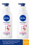 Nivea Extra Brigh  Moisturising Body Lotion Radiant & Smooth 8 Superfood 2X380ml