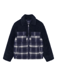 Hackett London Kids' Flannel Borg Bomber Jacket, Midnight Blue