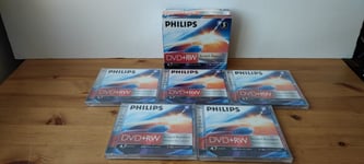 5 x Philips DVD+RW 4.7GB Disc 120Min 4x Speed Jewel Case Rewritable Blank Discs