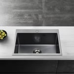 Gunmetal Inset Overmount Single Bowl  Kitchen Sink 500x400mm Black