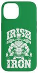 Coque pour iPhone 14 Irlandais Iron Funny St Patrick Day Leprechaun Gym Fitness