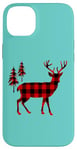 Coque pour iPhone 14 Plus Red Buffalo Reindeer Buck Christmas Decor Plaid Pattern