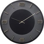 Kare Design Horloge Murale Leonardo, Noir/Doré, Bois MDF Décapé-Laqué, Numérique, Diamètre 49 cm, Style Moderne, Minimaliste, Deco Intérieur, Décoration Chambre, Salon, Cuisine (sans pile)