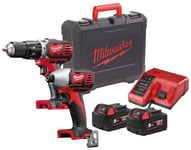 Milwaukee M18 BPP2C-502C Drill & Impact Wrench 2x5.0Ah Battery, Charger, HD Case