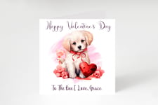 Personalised Puppy Valentines day Card for Daughter, Daughter-in-Law, Sister