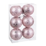 Julkulor Rosa Plast 8 cm (6 stycken)