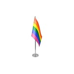 Drapeau de table prestige Arc-en-Ciel 22x15cm en SATIN - GRAND Drapeaux DE BUREAU gay - Rainbow flag 15 x 22 cm - AZ FLAG