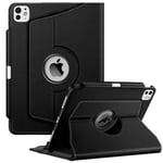 FINTIE Coque pour iPad Pro 11 Pouces 2024 M4 (A2836 / A2837 / A3006) - [Rangement de Stylet] Coque Rotative à 360° Étui Pivotant, Housse Veille/Réveil Automatique, Noir