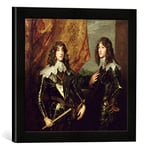 'Image encadrée de Sir Anthony van Dyck "Prince Charles Louis (1617–80) Elector Palatine and his Brother, Prince Rupert (1619–82) of the palatinate, 1637, d'art dans le cadre de haute qualité Photos fait main, 40 x 30 cm, noir mat