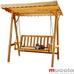 Melko - Hollywood balançoire en bois 188 x 161 x 88 cm chaise longue balançoire de jardin balançoire suspendue banc de balançoire