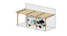 Charpente toit plat adossé 500cmx950cm, bois DOUGLAS Français label PEFC (Carport - Auvent - Abri Camping-car), surface 47.50 m².