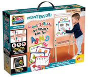 Liscianigiochi - Montessori -Tableau Bois Double Face Blanche Magnétique + Noir Craie - pour Enfants dès 3 Ans - 100x44x46cm - Hauteur Réglable - Lettres Magnétiques,Craies,Feutres Effacables Inclus