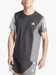 adidas Own The Run Colour Block T-Shirt, Black/Halo Silver