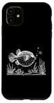 Coque pour iPhone 11 Line Art Poisson et ichtyologiste Amazon Puffer