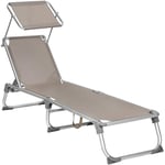 Chaise Longue Bain de Soleil Transat de relaxation Chaise de jardin pliable - Taupe GCB19BR