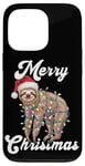 Coque pour iPhone 13 Pro Paresseux Père Noël Merry Christmas Eve Party Christmas Lights