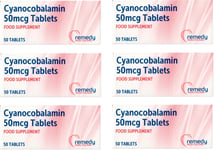 6 x CYANOCOBALAMIN Vitamin B12 50mcg Tablets (50)  **£3.33/unit**