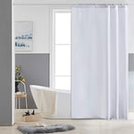 Furlinic Petit Rideau de Douche Tissu Imperméable Lavable avec 8 Crochets Anti Moisissure en Polyester Rideau Douche Blanc 120x180cm pour Salle de Bain