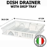 Dish Drainer Rack with Drip Tray and Cutlery Holder HEIDRUN White 12 Bay