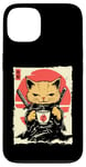 Coque pour iPhone 13 Kawaii Samurai Cat Drinking Coffee, Ninja Cat for Cats Lovers