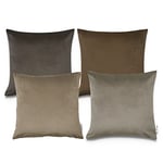 Paco Home Housse Coussin Canapé Lot De 4 Coussin Canapé Housse Coussin Décoratif Chambre Velours Côtelé Velours 45x45, Couleur:Taupe, Sets:4pcs-Set