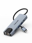 Lemorele Hub USB C avec Ethernet, Adaptateur USB C 5 en 1, Multiport Adapter avec 4K HDMI, Ethernet LAN RJ45, USB 3.0, USB, PD 100W, Dock USB C pour MacBook, iPad, ChromeBook, Switch, etc