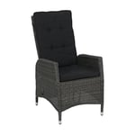 greemotion Chaise de Jardin Las Vegas, Fauteuil de Jardin en Polyrotin, Fauteuil Résine Tressée, Dossier Haut Réglable, env. 59 x 111 x 66 cm, Gris/Anthracite