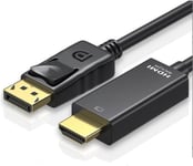 Cable DisplayPort vers HDMI Convertisseur DP vers HDMI R¿¿solution 4K X 2K Vid¿¿o 3D Plaqu¿¿ Or Plug and Play Transmission Stable (1.8m / Approx. 6ft)