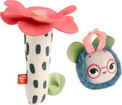 Fisher-Price Coffret de 2 peluches d’éveil Mon Abeille à Secouer collection Planet Friends, jouets sensoriels pour bébés à partir de 3 mois, HYR56