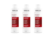 3 x VICHY DERCOS Anti-Hair Loss Energising Stimulating Shampoo 200ml