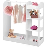 Meuble Armoire de Rangement Enfant avec Miroir, Garde-Robe avec 4 Étagères Ouvertes, pour Tout-Petits 2 Ans+, Convient pour Chambre, Salon, Jardin