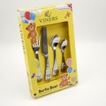 Viners Bertie Bear Children's Cutlery Set Stainless Steel Christening Gift New