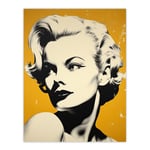 Blonde On Mustard A Stylish Modern Black White Photo Of A Woman On Yellow Extra Large XL Wall Art Poster Print