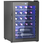 HOMCOM Cave à vin 20 bouteilles 53L réfrigérateur à vin silencieux avec porte en verre, éclairage LED, écran tactile numérique, frigo vin contrôle de la température 5-18°C, protection UV, noir