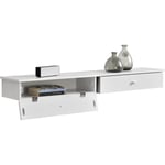 [en.casa] - Réglez 2 pc table de chevet suspendue par salon salon 60x24x12.6 cm et tiroir diverses couleurs Couleur : blanche