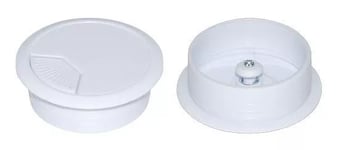 DYNAMIX 60mm Round Desk Grommet. Easily &amp; Neatly Store your Power, Communication, Audio, Video, Computer &amp; Data Cables. Perfect for Installation in Desks, Workstations etc. White Colour.