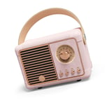 (Pink) Vintage Wireless Speaker Retro Look Portable Support Phone