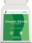 Vitamin D with K2 High Strength - 90 Vitamin D3 K2 Capsules - Contains Vitamin D