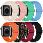 chinbersky 8 Pack Bracelets Compatibles avec Bracelet Apple Watch 41mm 38mm 40mm Femmes Hommes, Bracelet en Réglable Nylon élastique Sport pour Apple Watch SE/iWatch Series 10 9 8 7 6 5 4 3 2 1