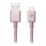 iFrogz UniqueSync Braided USB A to C Fast Charge Cable Rose Gold 1m