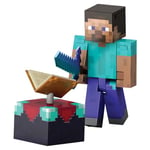 Mattel Minecraft Steve Diamond Level Figurine articulée à collectionner avec 3 accessoires, 14 cm, design pixélisé HXM84