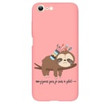 Coque rose Iphone 7 8 et SE 2020 et 2022 paresseux boho kawaii