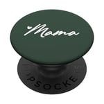 White Hunter Green Heart Mama PopSockets Swappable PopGrip