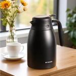 Navaris Insulated Coffee Server - Matte Black Stainless Steel Carafe - Thermal Tea or Water Dispenser - Vacuum Kettle for Hot & Cold Drinks - 1.5 L / 50 oz